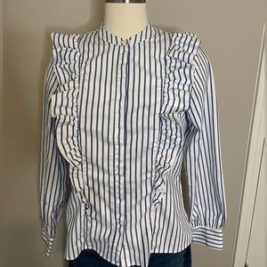 Banana Republic ruffle stripe button down